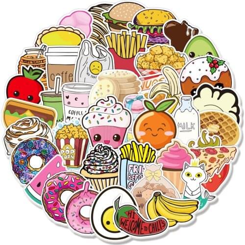 100PCS/Pack Food Fruit Drink Graffiti Stickers For Laptop Notebook Skateboard Computer Luggage Car Decal Sticker Toy