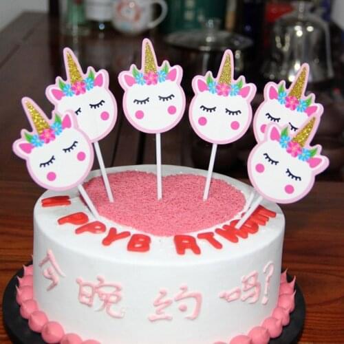 12pcs Gold Unicorn Cupcake Topper Sleep Unicorn Wedding Cake Topper Flag For Baby Shower Birthday Unicorn Party Cake Decorations