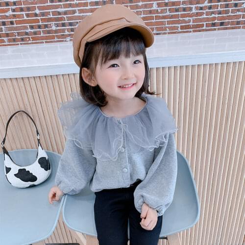 2021 Girls Baby Sweet Lace Collar Cardigan Jacket Fashion Kids Children Spring Autumn Coats Cute Baby Clothes Children Clothing