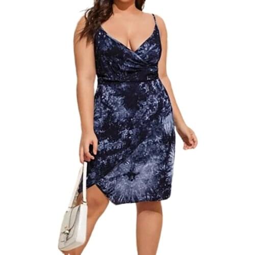 2021 Summer New Style V-neck Sexy Small Sling Beach Dress Printed Sling Dress Maxi Dresses for Women Plus Size Dress