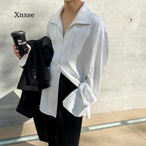 2021 New Zipper Button t Shirt Spring Summer Striped White Shirts Fashion Men Casual Unisex Oversize Women Blouses Clothing Tee