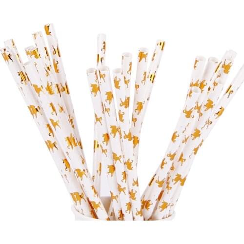 25pcs Unicorn Theme Birthday Decor Straw Drinking Paper Straws Bachelor Party Children Birthday Party Decorations HW16