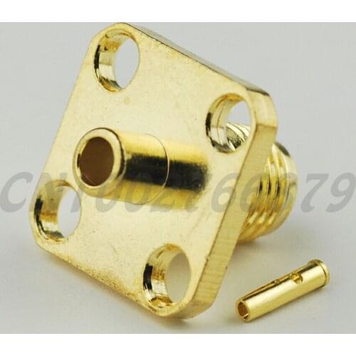 50pcs RF SMA female 4-Hole flange Panel mount Connector for .086'' Cable RG405