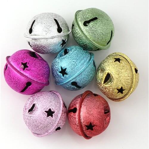 6Pcs 30mm Colorful Five-point Star Matte Iron Bells Christmas Jingle Bells Pendant Handmade For DIY Crafts Accessories