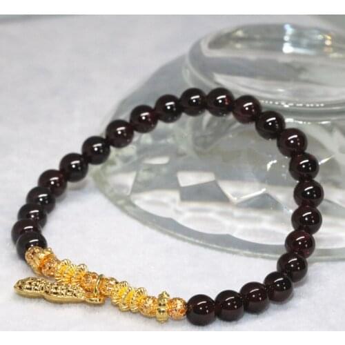 4 style natural garnet 6mm round beads bracelets bangle for women best mother gifts charms fashion jewelry making 7.5inch B2098