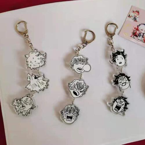 Anime Demon Slayer Kimetsu No Yaiba Acrylic Keychain Key Chain Kamado Tanjirou Cosplay long Pendant Keyring Props Accessories