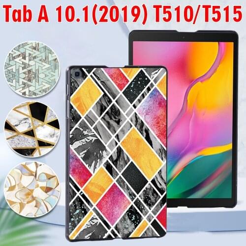 Case for Samsung Galaxy Tab A 10.1 2019 T510/T515 - Geometry Printed PC Plastic Protective back Tablet shell Cover + Free Stylus