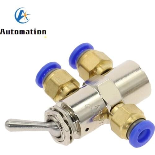 Cylindrical Air Pneumatic Mechanical Valve TAC2-4V Exhaust valve 2 Position 5 Way Self-locking Toggles switch w Fiittings