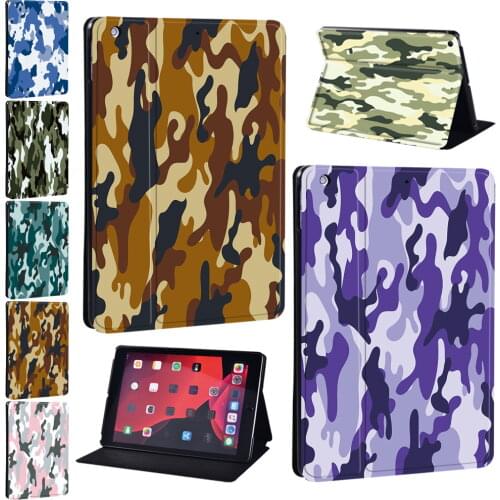 For Apple IPad 2/3/4 /IPad 5/6/7/8th / Mini 1/2/3/4/5 PU Leather Camouflage Pattern Series Anti-fall Tablet Stand Folio Case