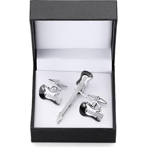 DY A set of high-end violin music equipment black tie clip Cufflinks set men French shirt Cufflinks tie clip box free shipping