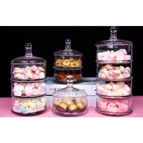 Crystal Candy Jar Glass with Lid Sugar Jar Cute Creative Storage Sugar Bowl Glass Upper and Lower Lattice Can Be Separated