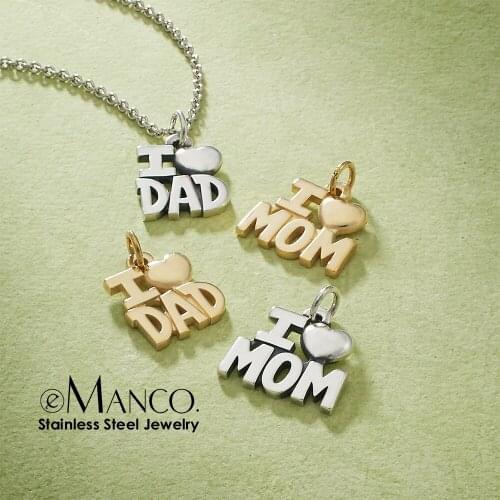 EManco Love Charms Emotional text 316L Stainless Steel Pendant Necklace Accessaries Bracelet Charm for DIY Jewelry Making