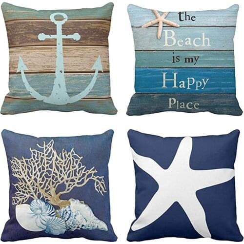 HOT SALES Throw Pillow Covers 18 X 18 Inch Set of 4 Ocean Blue Cushion Covers for Home Sofa Chair Decorative Pillowcases