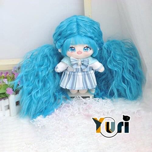 Pre-sale Aug Little Witch No Attributes Kpop Idol Star Princess Blue Long Curly Hair 20cm Plush Doll Body Cute Toy YK Sa