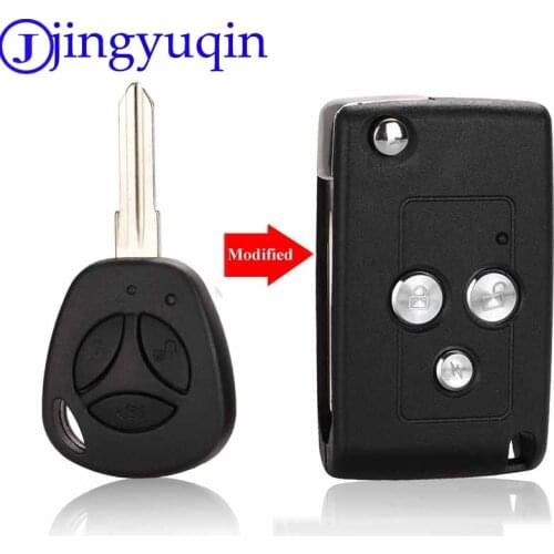 Jingyuqin 10p3 Buttons Modified Flip Folding Car Blank Key Shell For Lada Priora Kalina Remote Case Cover Fob