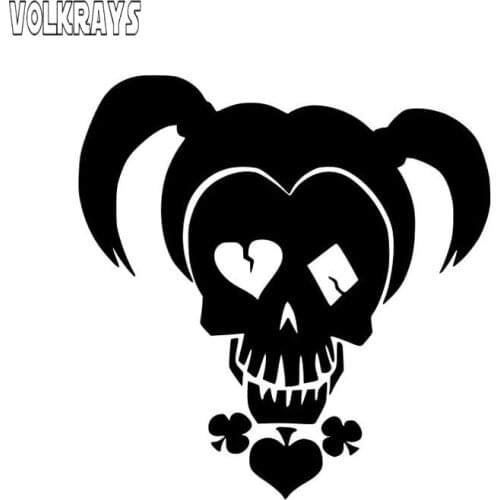 Volkrays Fashion Car Sticker Quinn Suicide Motorcycle Accessories Reflective Waterproof PVC Decal Black/Silver,15cm*14cm