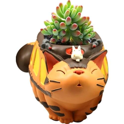 Cartoon My Neighbor Totoro Resin Flower Pot Potted Succulent Bonsai Flower Pot Home Decoration Desktop Multifunctional PenHolder
