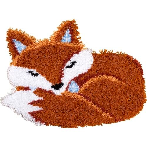 Sleeping Fox Latch hook rug kits crochet hooks Carpet embroidery Stitch threads Set for embroidery hobby craft embroidery diy