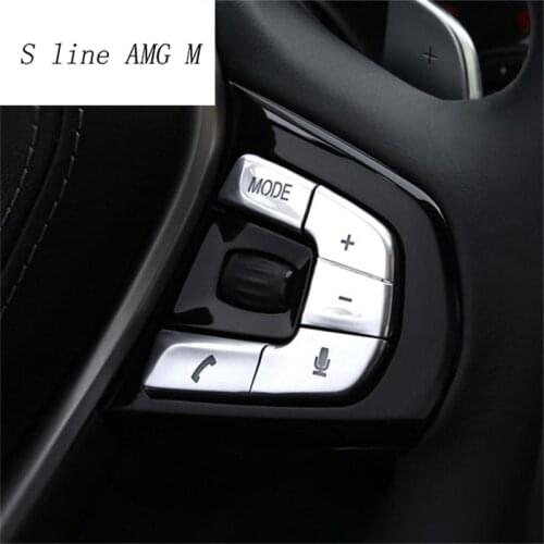 Car Styling Steering Wheel Button Covers Trim Stickers decorative frame For BMW 5 series G30 G38 2018 auto Interior Accessories