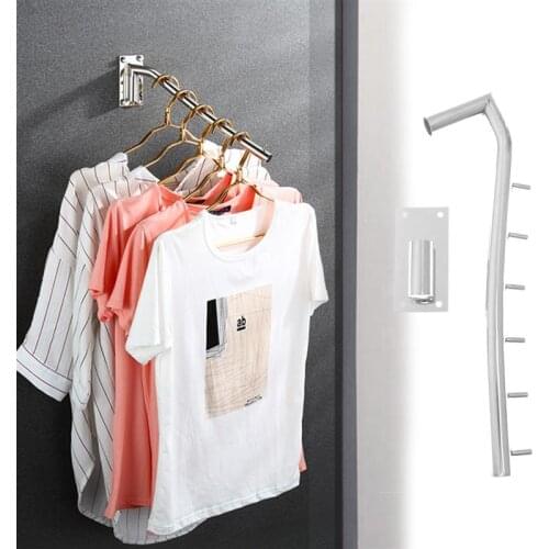 Clothes Display Hook Wall Mounted Clothes Hanger Rack Folding Clothes Hook Stainless Steel Organizer With Swing Arm Holder Rack