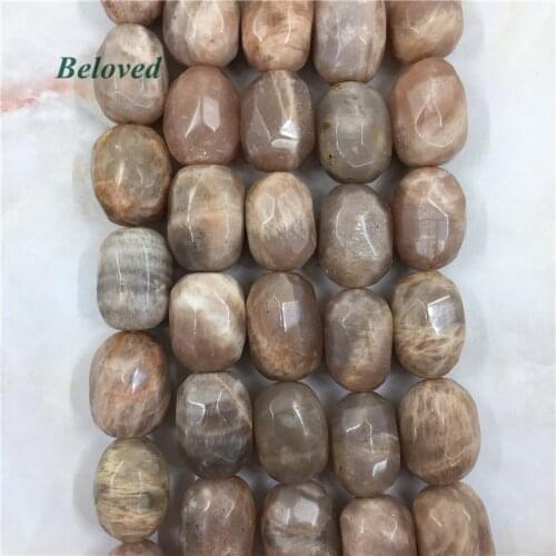 Natural Faceted Flash Sunstone Nugget Loose Beads, Big Barrel Moonstone Gems Strand Beads For Jewelry Making, BG18089