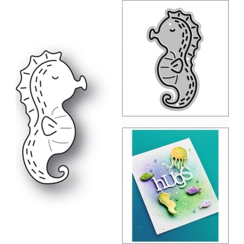 New 2021 Cute Stitched Hippocampus Metal Cutting Dies for DIY Scrapbooking and Card Making Decorative Embossing Craft No Stamps