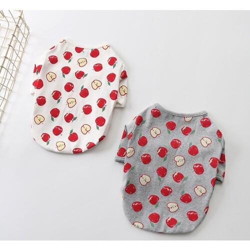 Fruit Printing Pet Clothes Apple Design Small Dog Shirt Summer Cool Pet Clothing for Puppy Cats Pullover Dogs Two-legged Clothes