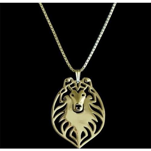 Wholesale Unique Handmade Boho Chic Rough Collie Necklace Female and Male Gift Jewelry Pendant--12pcs/Lot
