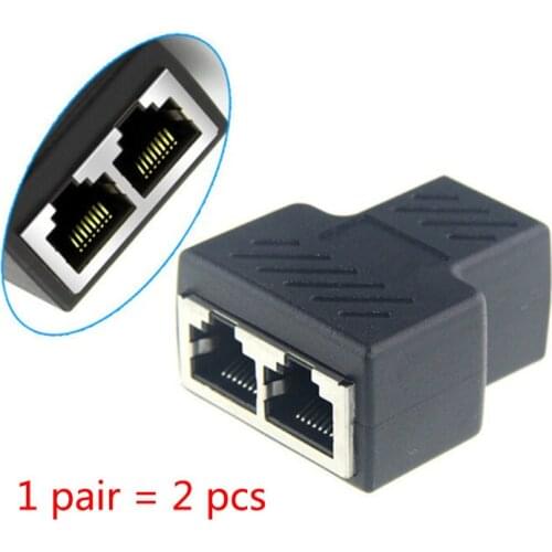 Universal 2 Pcs/set 1 To 2 Dual Female Port RJ45 Splitter Connector CAT6 LAN Ethernet Sockt Network Connections Splitter Adapter