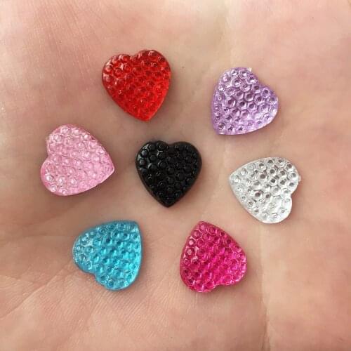 DIY 200PCS 12mm AB Resin Bling Heart Rhinestone Flatback Scrapbook Wedding Crafts R36*5