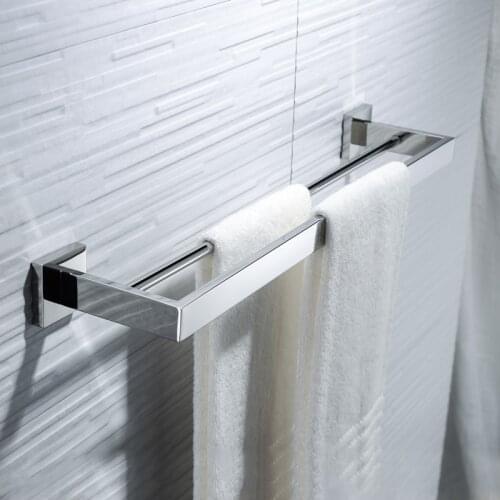 Towel Racks Bathroom Chrome Finish Stainless Steel Bath Towel Shelves Double Towel Bar Bath Hardware