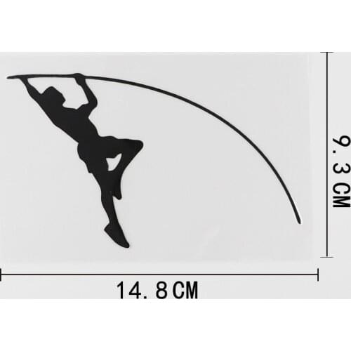 14.8CMX9.3CM Waterproof Pole Vaulter Decal Gym Vinyl Car Sticker Black/Silver 8A-0838