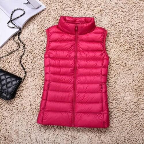 Womens Ultra Light Down Vests Short Slim Jacket 2021 Autumn Winter White Duck Down Vest Plus size Warm Waistcoat Portable