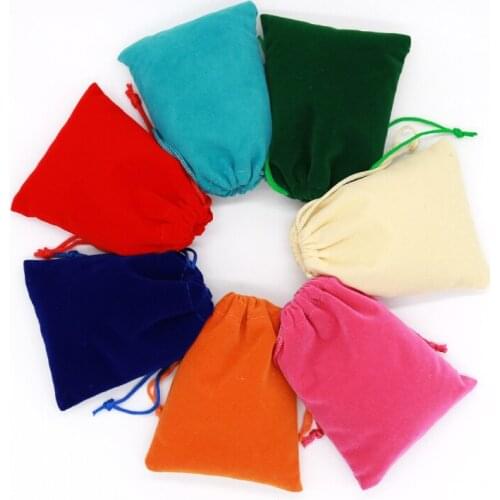 Top Quality 100pcs 7x9 9x12cm Bag Jewelry Packing Universal Soft Velvet Drawstring Simple Color Bags & Pouches For Gift Jewelry