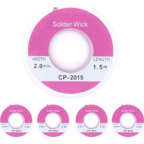 2/5/10pcs 2.0mm/1.0mm 1m/1.5m Solder Wick Remover Desoldering Braid Wire Solder Remover Sucker Flux Wick Cable Wire Copper Wire