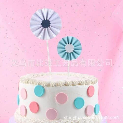 2Pcs/lot Paper Fan Cake Topper Cupcake Toppers Kids Birthday Party Baby Shower Cake Decoration Flags Wedding Favor Supplies