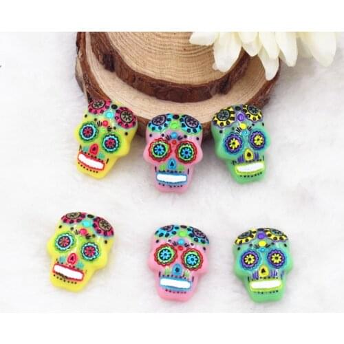 30pcs/lot DIY flat back resin skull mix colors flat back resin cabochons accessories