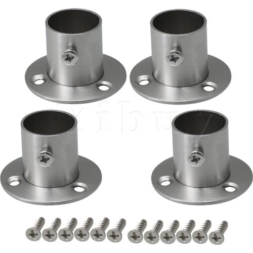 4x Pole Sockets Flange Rod Holder Wall Mount Pipe Bracket with Screws