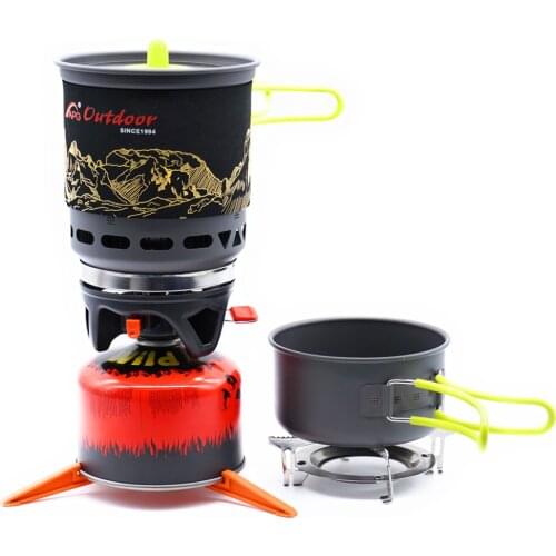 APG Camping Cookware Bowl Pot Pan Tableware Combination Gas Cooking System Outdoor Cooker Portable Gas Stove Propane Burners
