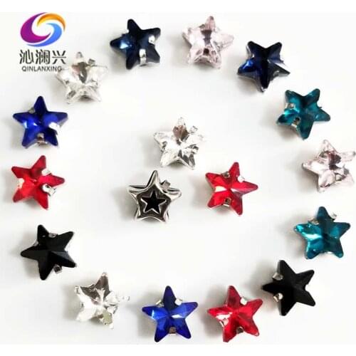 Free shipping 10mm 20pcs/pack five-pointed star shape Superior quality Crystal glass flatback sew on claw rhinestones
