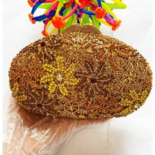 Design Crystal Evening Clutch Bags Women Party Purse Luxury Champagne/Silver 4 Colors Diamond Rhinestone Shoulder Phone Case Bag