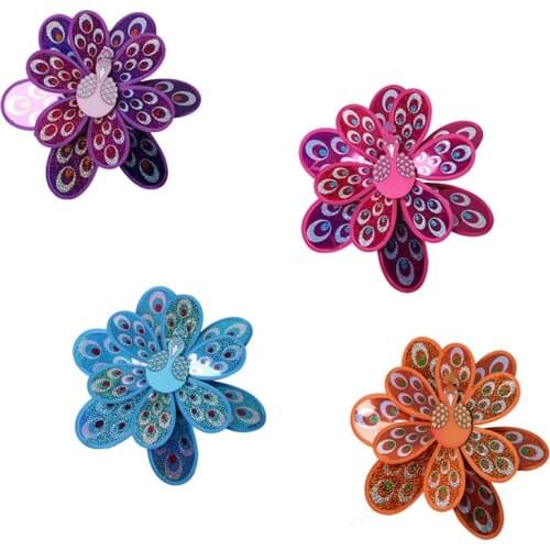 Double Layer Peacock Laser Sequins Windmill Colourful Wind Spinner Home Garden Decor Yard Kids Toy