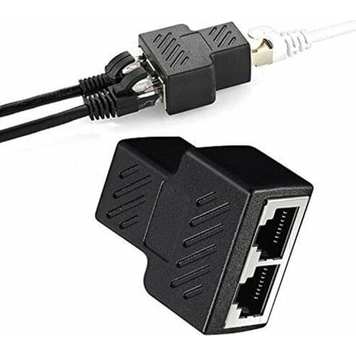 Internet Splitter Dual Port Ethernet Adapter High Speed Internet Plastic Port Distributor for Home Office