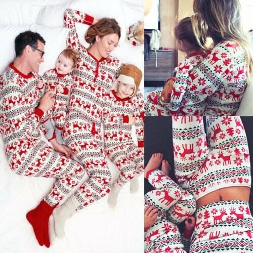 2 Piece Family Matching Pajamas Set Baby Romper Christmas Clothes New Year Mom and Daughter Mother Daddy Girl Boy Xmas Sleepwear