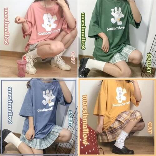 Summer New Fashion T Shirt Harajuku y2k Kawaii Cute Anime Cartoon INS Pink Girl Oversized Loose Short Sleeved T-shirt Women Tops