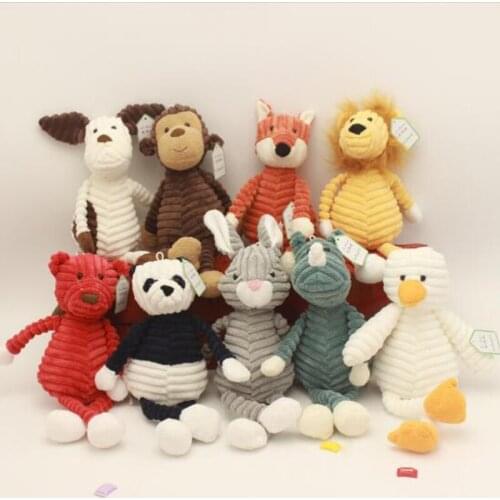 Cute Torest Animal PlushToy Stripe Baby Elephant Lion Fox Rabbit Pig Panda Duck Monkey Soft Stuffed Toys