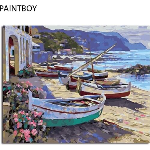 PAINTBOY Seascape DIY Painting By Numbers Framed Pictures Digital Canvas Oil Painting Home Decoration For Living Room