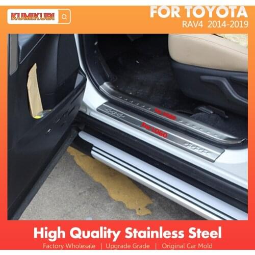 For Toyota RAV4 RAV 4 2014-2019 Inner Stainless Steel Door Sill Plate Protector Welcome Pedal Cover Trim Car Styling 4pcs