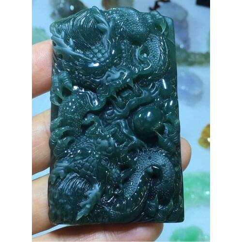 Natural Myanmar jade A HandCarved dragon jadeite jade emperor jade green jade pendant jade necklace pendants jewelry necklaces