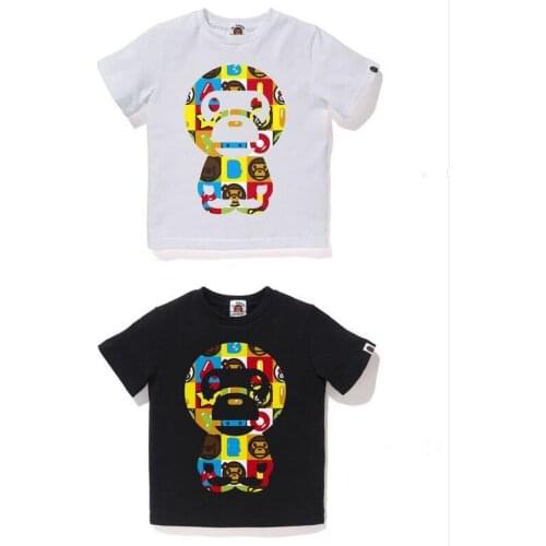 New Kids Boy Girls Cartoon Colorful Animal Pattern Printed Summer Short Shirts Tops Tee Hip Hop Style Clothes